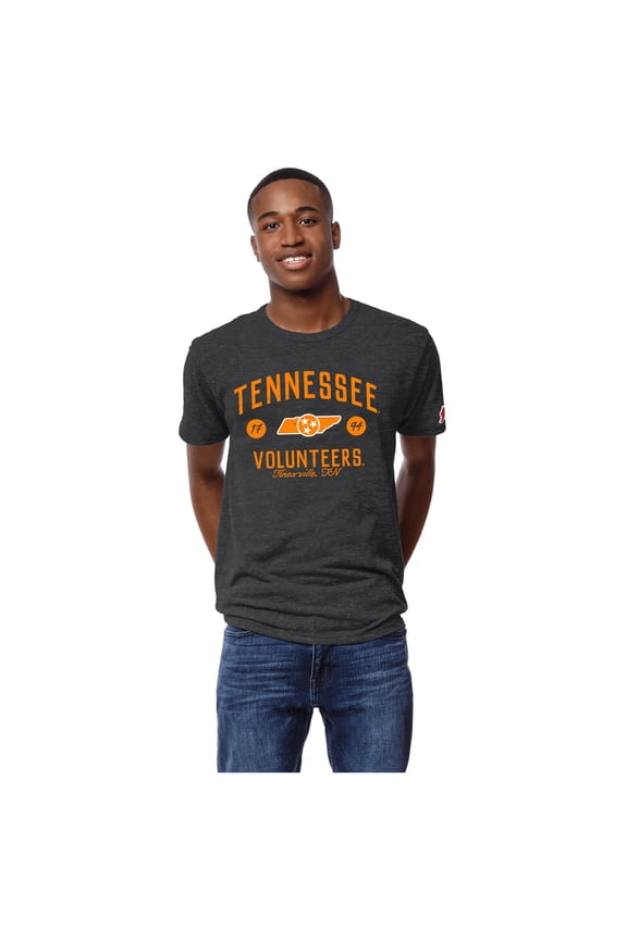 Men's League Collegiate Wear Heather Charcoal Tennessee Volunteers Bendy Arch Victory Falls Tri-Blend T-Shirt