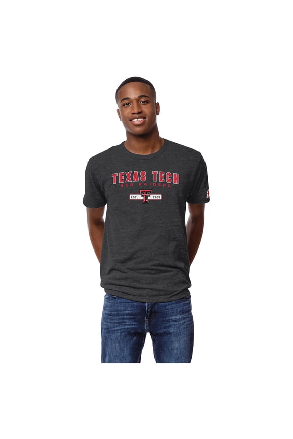 Men's League Collegiate Wear Heather Charcoal Texas Tech Red Raiders Victory Falls Tri-Blend T-Shirt
