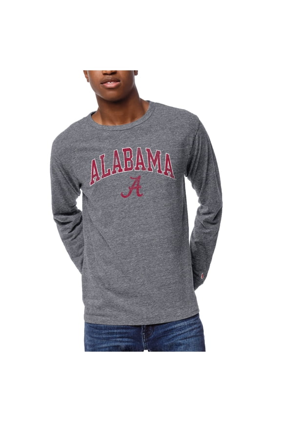Men's League Collegiate Wear Heather Gray Alabama Crimson Tide 1965 Victory Falls Long Sleeve Tri-Blend T-Shirt