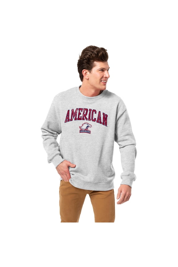 Men's-League Collegiate Wear  Heather Gray American University Eagles Essentials 2.0 Pullover Sweatshirt