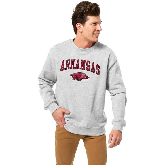 Men's-League Collegiate Wear Heather Gray Arkansas Razorbacks Essentials 2.0 Pullover Sweatshirt
