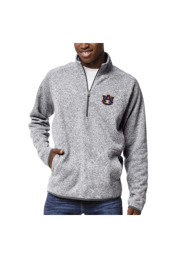 Men's League Collegiate Wear Heather Gray Auburn Tigers Saranac Raglan Quarter-Zip Jacket
