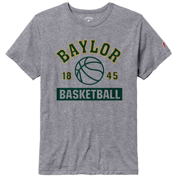 Men's League Collegiate Wear Heather Gray Baylor Bears Basketball Team Arch Victory Falls Tri-Blend T-Shirt