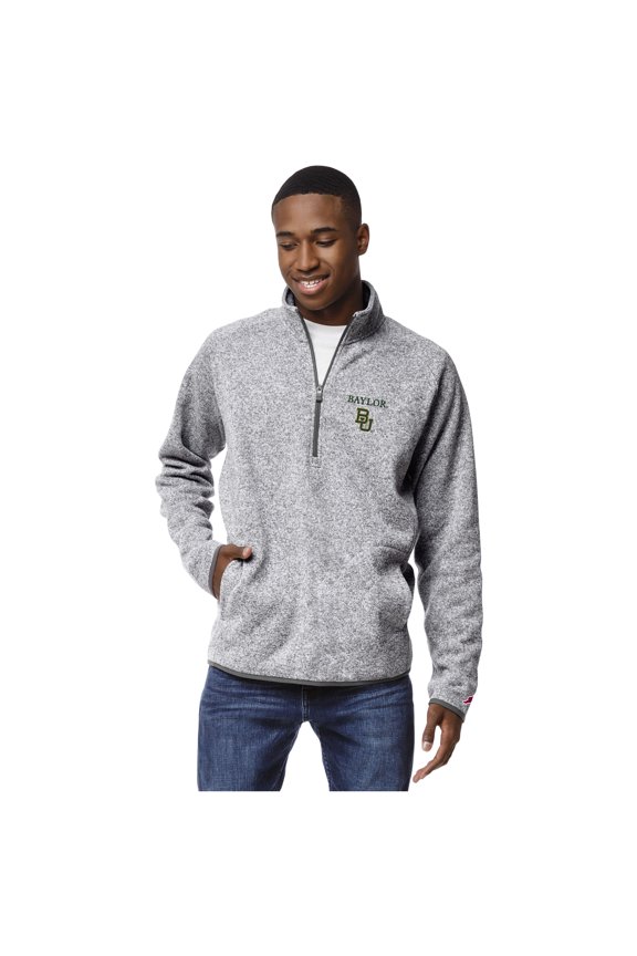 Men's League Collegiate Wear Heather Gray Baylor Bears Saranac Raglan Quarter-Zip Jacket