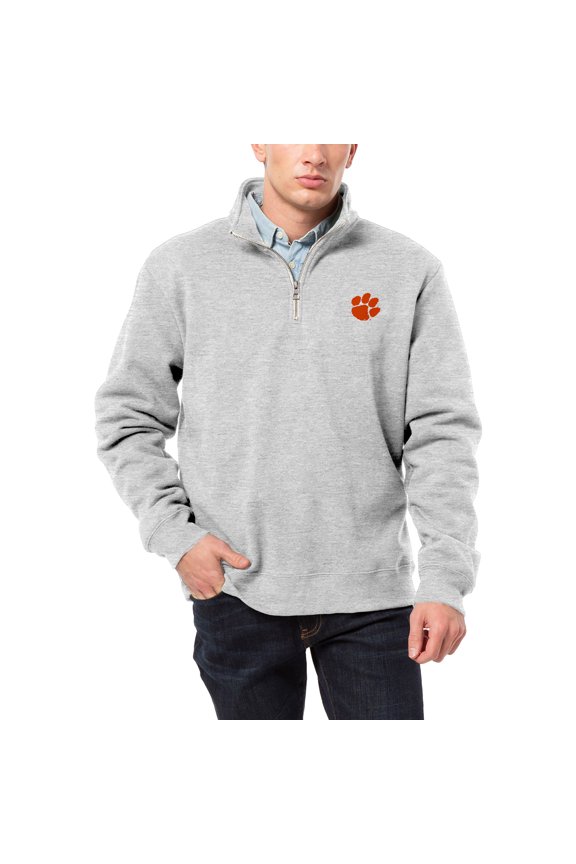 Men's League Collegiate Wear Heather Gray Clemson Tigers Essentials 2.0 Fleece Quarter-Zip Jacket
