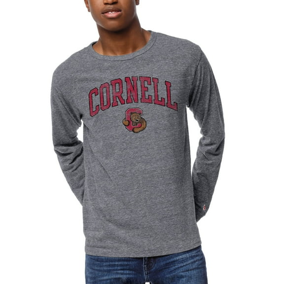 Men's League Collegiate Wear Heather Gray Cornell Big Red 1965 Victory Falls Long Sleeve Tri-Blend T-Shirt