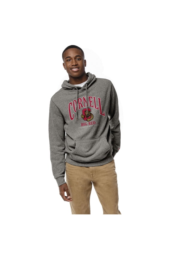 Men's League Collegiate Wear Heather Gray Cornell Big Red Heritage Tri-Blend Pullover Hoodie