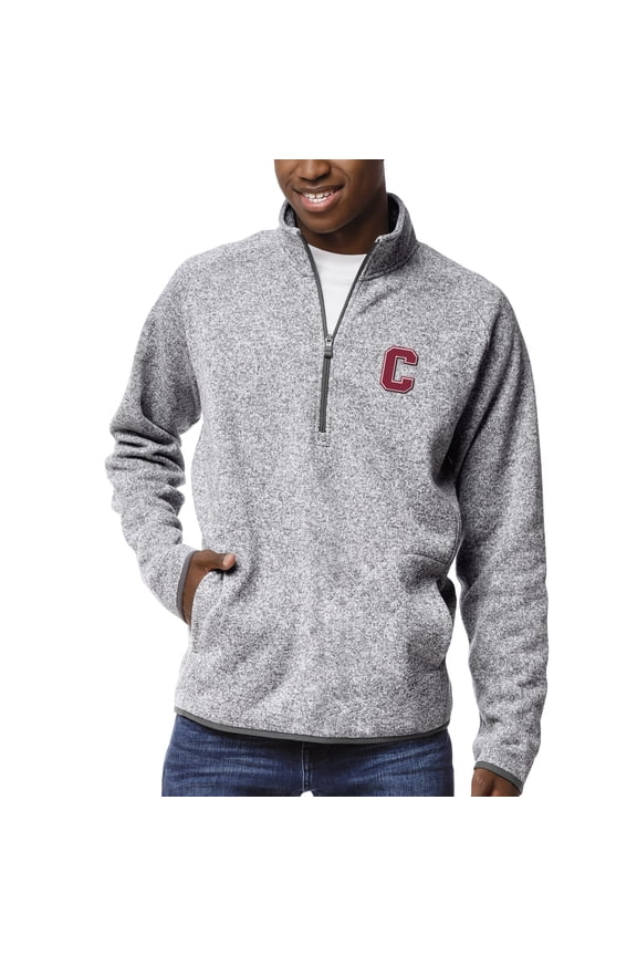 Men's League Collegiate Wear Heather Gray Cornell Big Red Saranac Raglan Quarter-Zip Jacket