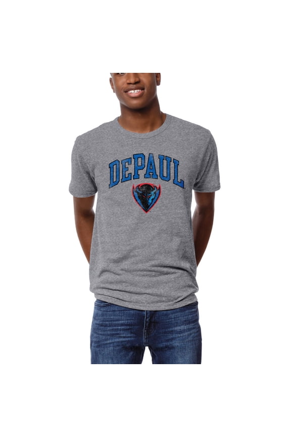 Men's League Collegiate Wear  Heather Gray DePaul Blue Demons  Arch Victory Falls Tri-Blend T-Shirt