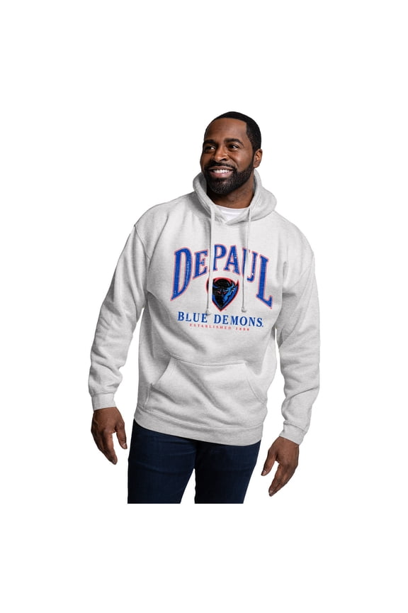 Men's-League Collegiate Wear  Heather Gray DePaul Blue Demons Essentials 2.0 Fleece Pullover Hoodie
