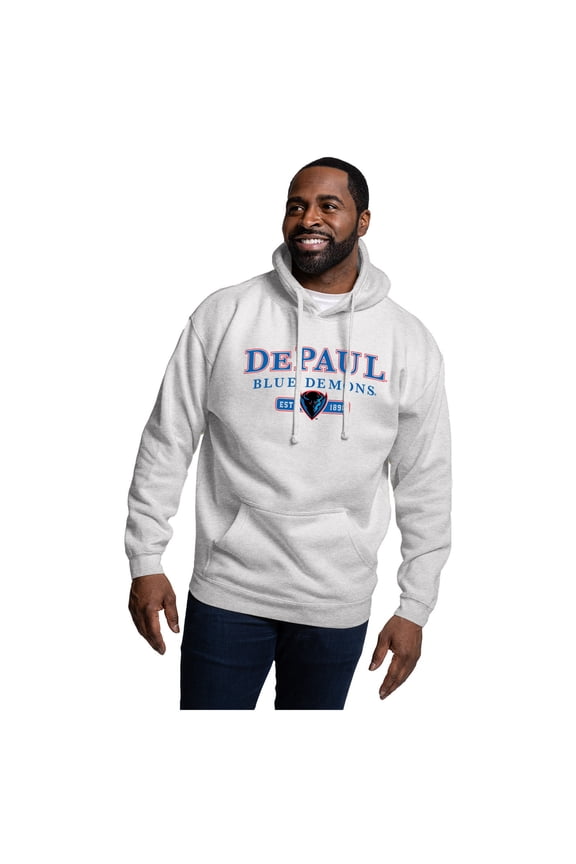 Men's-League Collegiate Wear  Heather Gray DePaul Blue Demons Essentials 2.0 Fleece Pullover Hoodie