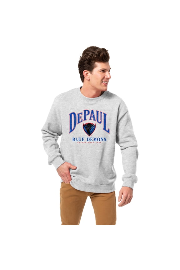 Men's-League Collegiate Wear Heather Gray DePaul Blue Demons Essentials 2.0 Pullover Sweatshirt