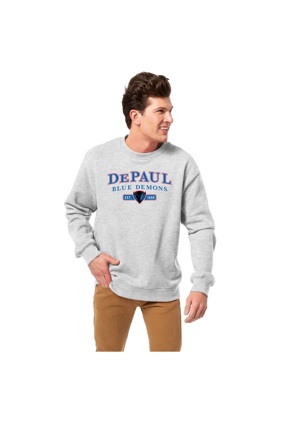 Men's-League Collegiate Wear Heather Gray DePaul Blue Demons Essentials 2.0 Pullover Sweatshirt