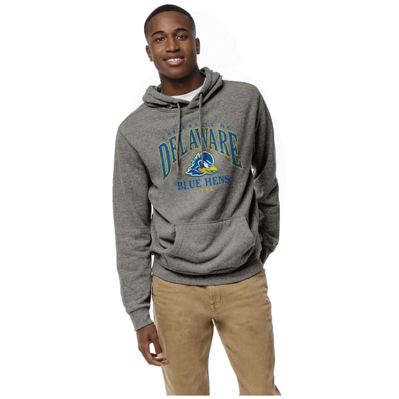 Men's League Collegiate Wear Heather Gray Delaware Fightin' Blue Hens Heritage Tri-Blend Pullover Hoodie