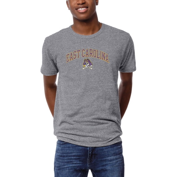 Men's League Collegiate Wear Heather Gray ECU Pirates Arch Victory Falls Tri-Blend T-Shirt