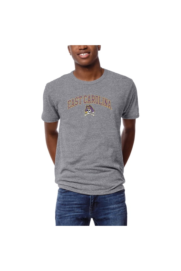 Men's League Collegiate Wear Heather Gray ECU Pirates Arch Victory Falls Tri-Blend T-Shirt