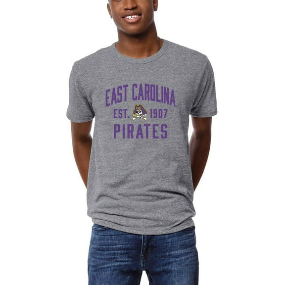 Men's League Collegiate Wear Heather Gray ECU Pirates Arch Victory Falls Tri-Blend T-Shirt