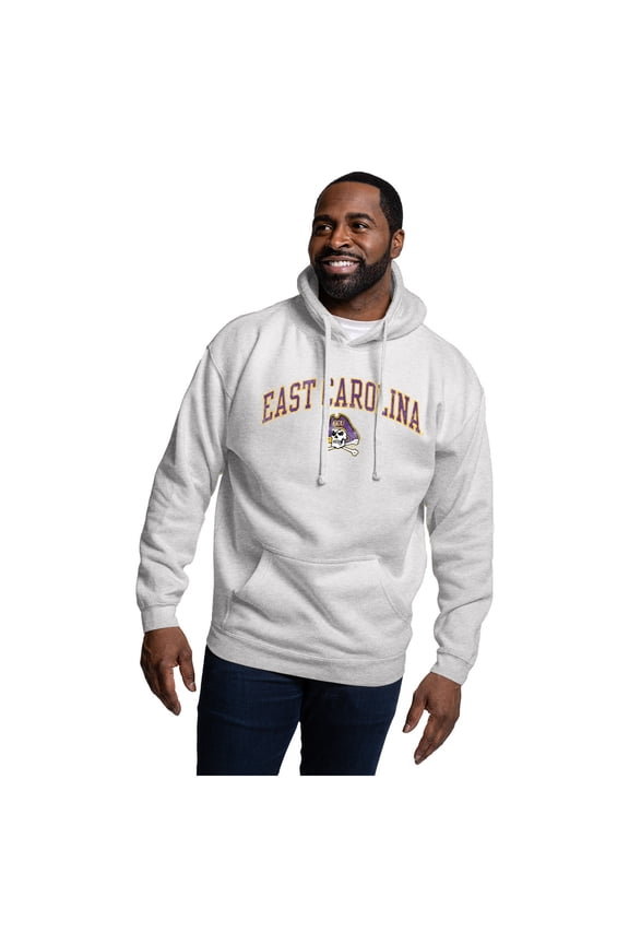 Men's-League Collegiate Wear Heather Gray ECU Pirates Essentials 2.0 Fleece Pullover Hoodie
