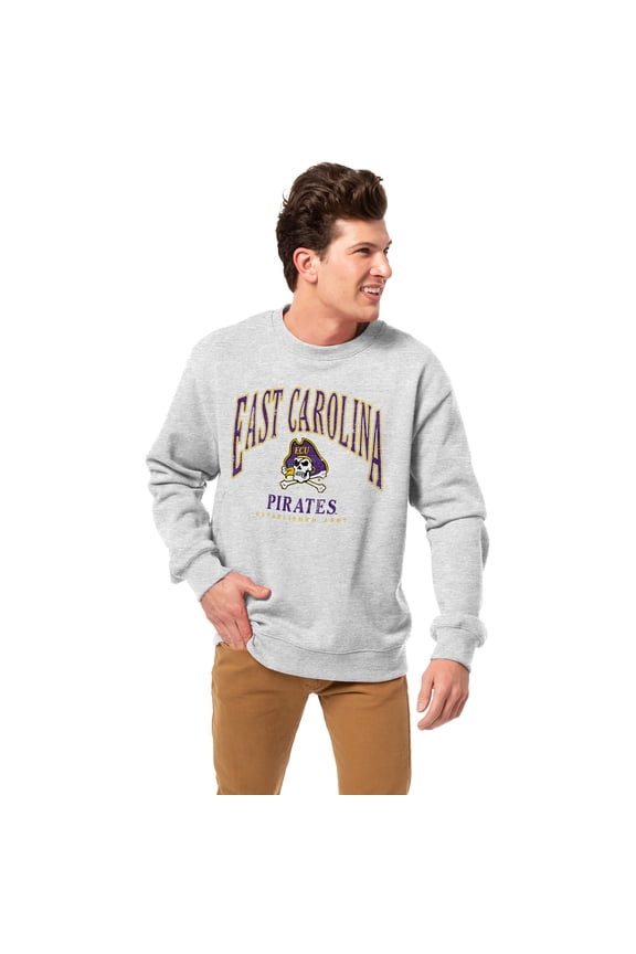 Men's-League Collegiate Wear  Heather Gray ECU Pirates Essentials 2.0 Pullover Sweatshirt