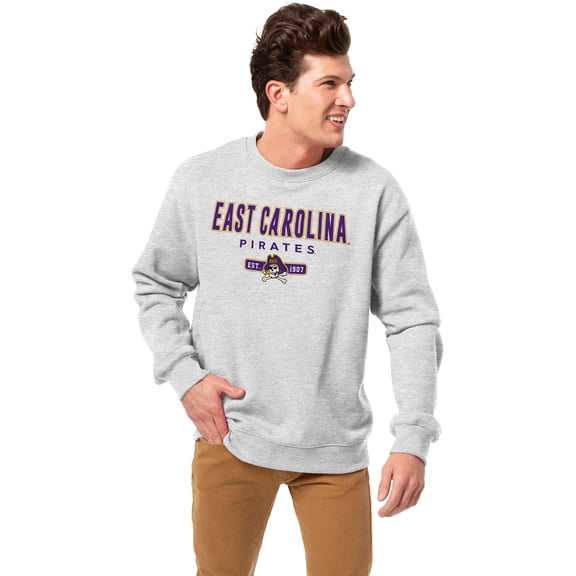 Men's-League Collegiate Wear  Heather Gray ECU Pirates Essentials 2.0 Pullover Sweatshirt