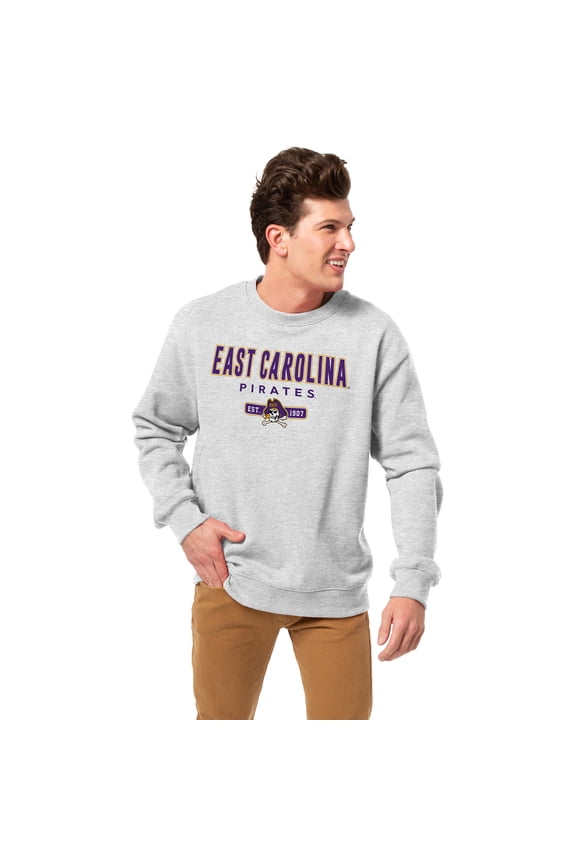 Men's-League Collegiate Wear Heather Gray ECU Pirates Essentials 2.0 Pullover Sweatshirt