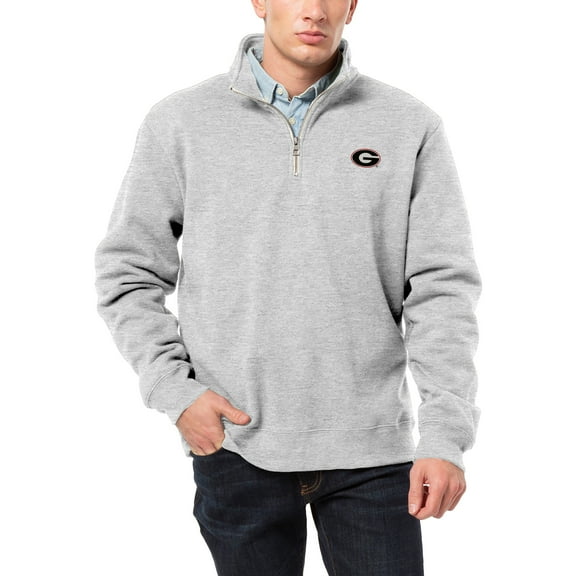Men's League Collegiate Wear Heather Gray Georgia Bulldogs Essentials 2.0 Fleece Quarter-Zip Jacket