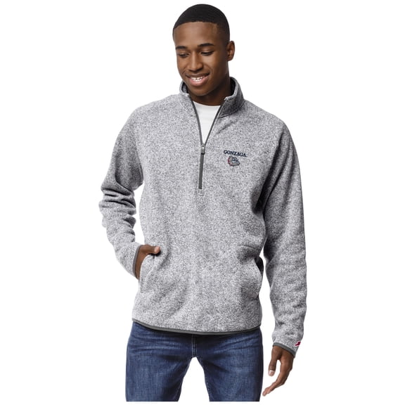 Men's League Collegiate Wear Heather Gray Gonzaga Bulldogs Saranac Raglan Quarter-Zip Jacket