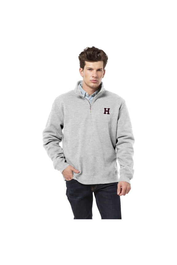 Men's League Collegiate Wear Heather Gray Harvard Crimson Essentials Fleece 2.0 Quarter-Zip Jacket