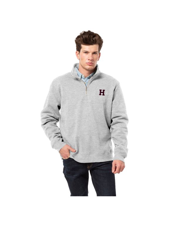 Men's League Collegiate Wear Heather Gray Harvard Crimson Essentials Fleece 2.0 Quarter-Zip Jacket
