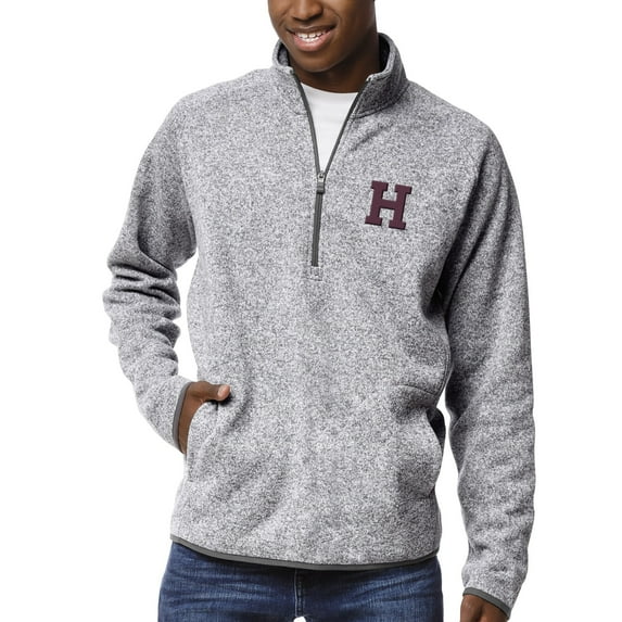 Men's League Collegiate Wear Heather Gray Harvard Crimson Saranac Raglan Quarter-Zip Jacket