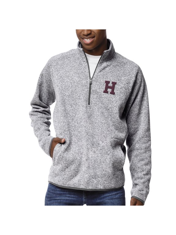 Men's League Collegiate Wear Heather Gray Harvard Crimson Saranac Raglan Quarter-Zip Jacket