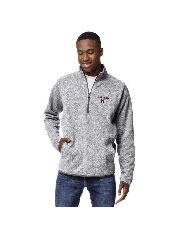 Men's League Collegiate Wear Heather Gray Harvard Crimson Saranac Raglan Quarter-Zip Jacket