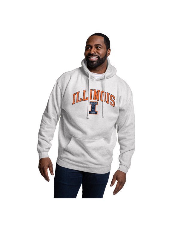 Men's League Collegiate Wear Heather Gray Illinois Fighting Illini Essentials 2.0 Fleece Pullover Hoodie