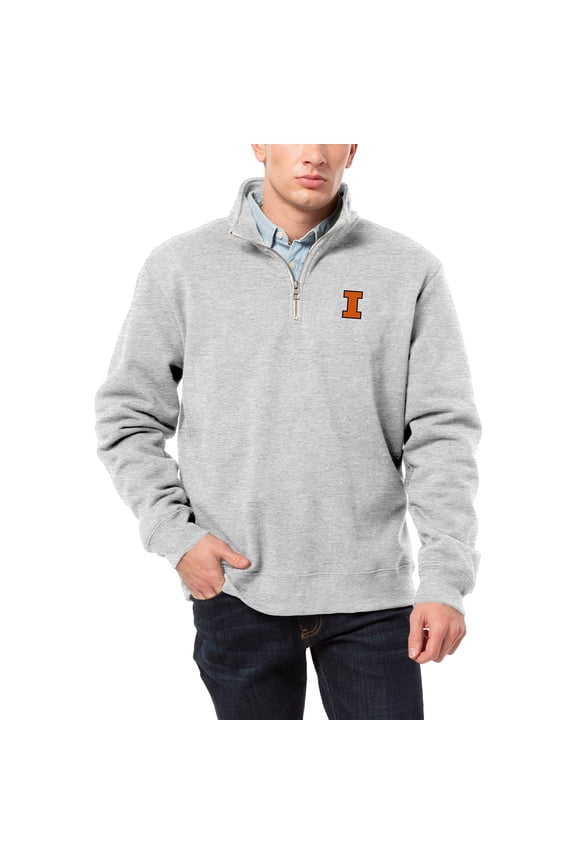 Men's League Collegiate Wear Heather Gray Illinois Fighting Illini Essentials 2.0 Fleece Quarter-Zip Jacket