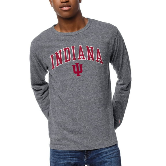 Men's League Collegiate Wear Heather Gray Indiana Hoosiers 1965 Victory Falls Long Sleeve Tri-Blend T-Shirt