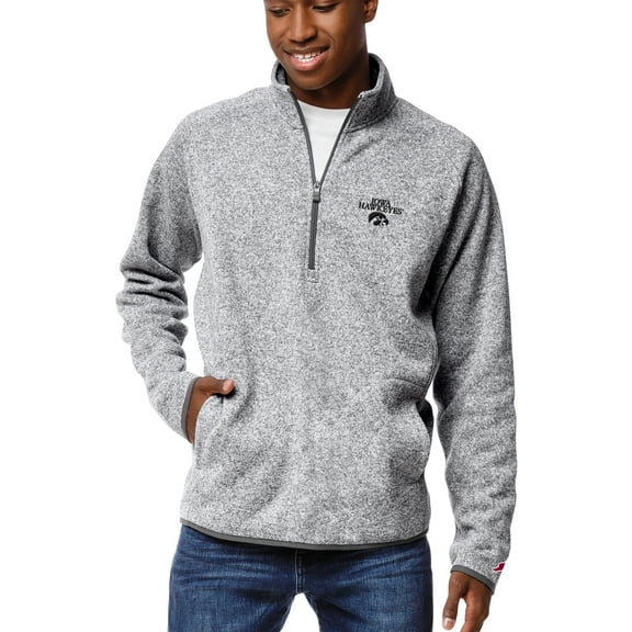 Men's League Collegiate Wear Heather Gray Iowa Hawkeyes Saranac Quarter-Zip Pullover