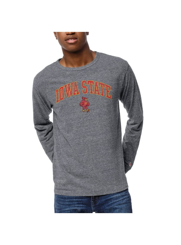 Men's League Collegiate Wear Heather Gray Iowa State Cyclones 1965 Victory Falls Long Sleeve Tri-Blend T-Shirt