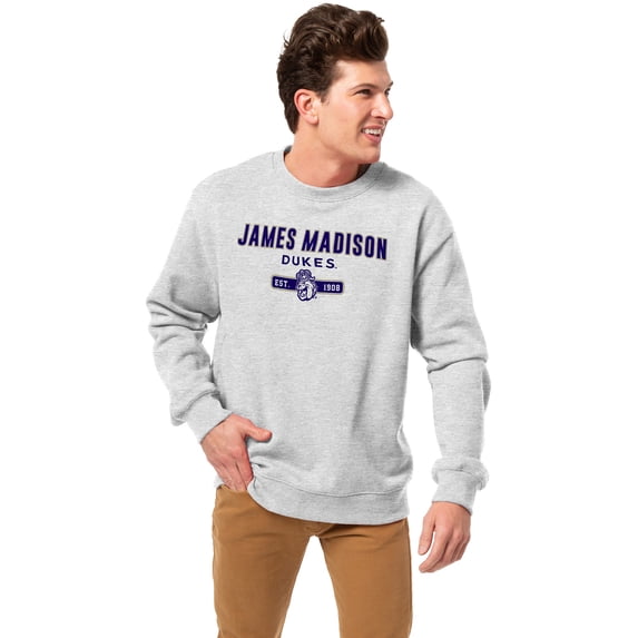 Men's-League Collegiate Wear Heather Gray James Madison Dukes Essentials 2.0 Pullover Sweatshirt