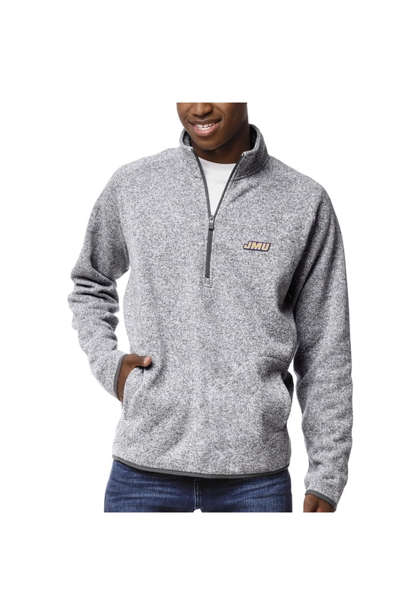 Men's League Collegiate Wear Heather Gray James Madison Dukes Saranac Raglan Quarter-Zip Jacket