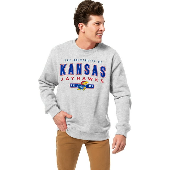 Men's League Collegiate Wear Heather Gray Kansas Jayhawks Essentials 2.0 Fleece Pullover Sweatshirt