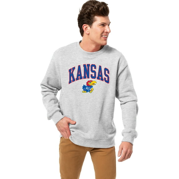 Men's League Collegiate Wear Heather Gray Kansas Jayhawks Essentials 2.0 Fleece Pullover Sweatshirt