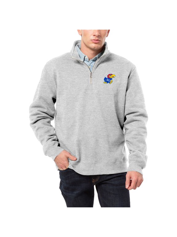 Men's League Collegiate Wear Heather Gray Kansas Jayhawks Essentials 2.0 Fleece Quarter-Zip Jacket