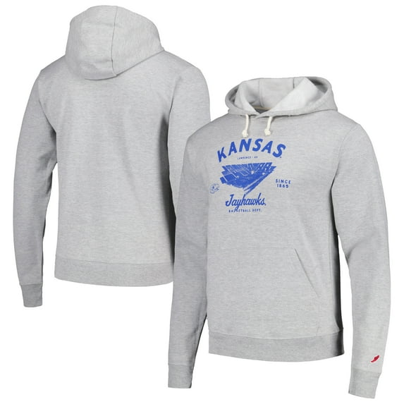 Men's League Collegiate Wear Heather Gray Kansas Jayhawks Stadium Essential Pullover Hoodie