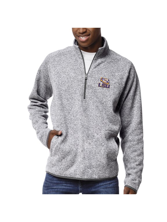 Men's League Collegiate Wear Heather Gray LSU Tigers Saranac Raglan Quarter-Zip Jacket