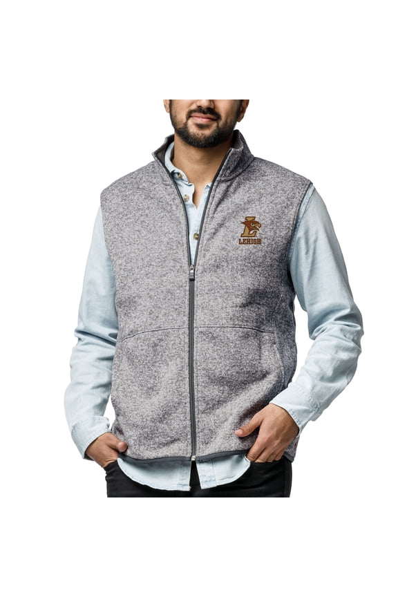 Men's League Collegiate Wear Heather Gray Lehigh Mountain Hawks Saranac Full-Zip Vest