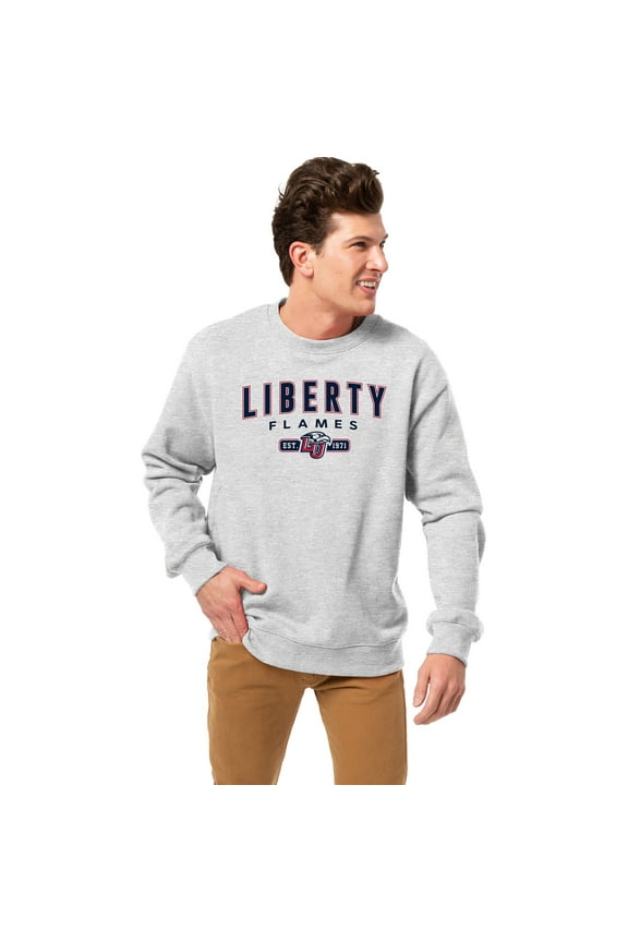 Men's League Collegiate Wear Heather Gray Liberty Flames Essentials 2.0 Fleece Pullover Sweatshirt
