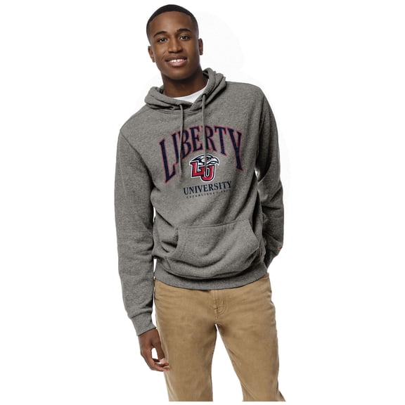 Men's League Collegiate Wear Heather Gray Liberty Flames Heritage Tri-Blend Pullover Hoodie