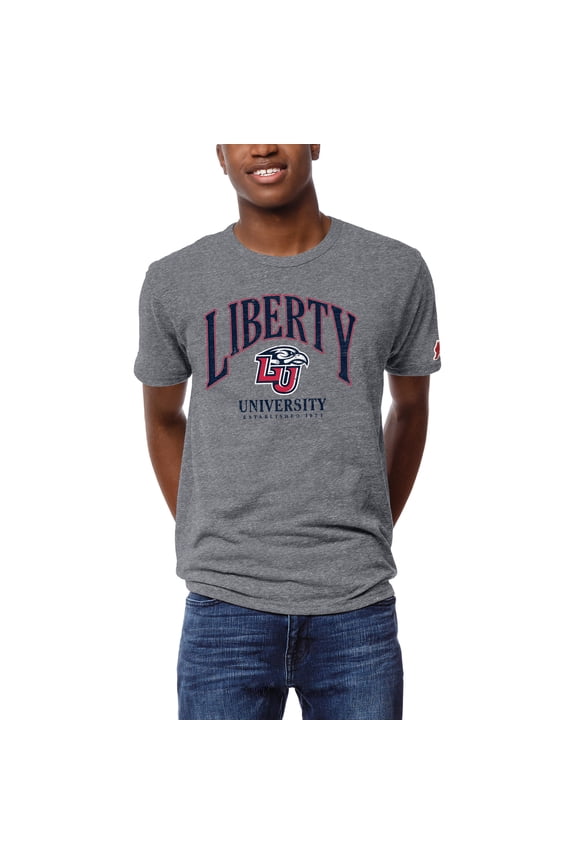 Men's League Collegiate Wear Heather Gray Liberty Flames Victory Falls Tri-Blend T-Shirt