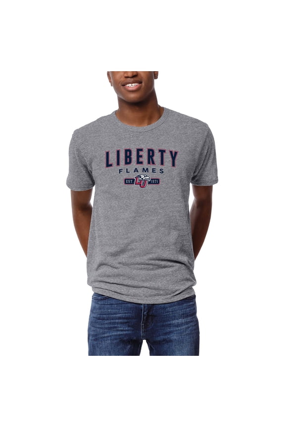 Men's League Collegiate Wear Heather Gray Liberty Flames Victory Falls Tri-Blend T-Shirt