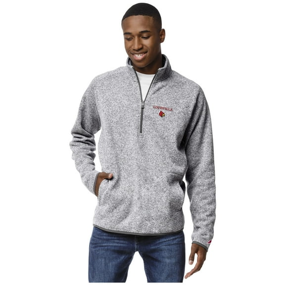 Men's League Collegiate Wear  Heather Gray Louisville Cardinals Saranac Raglan Quarter-Zip Jacket